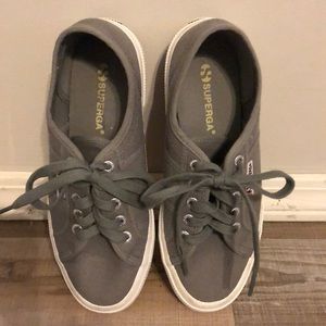 Superga 37.5 37 1/2 gray lace up shoes